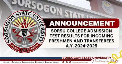 sorsogon state university entrance exam result 2024